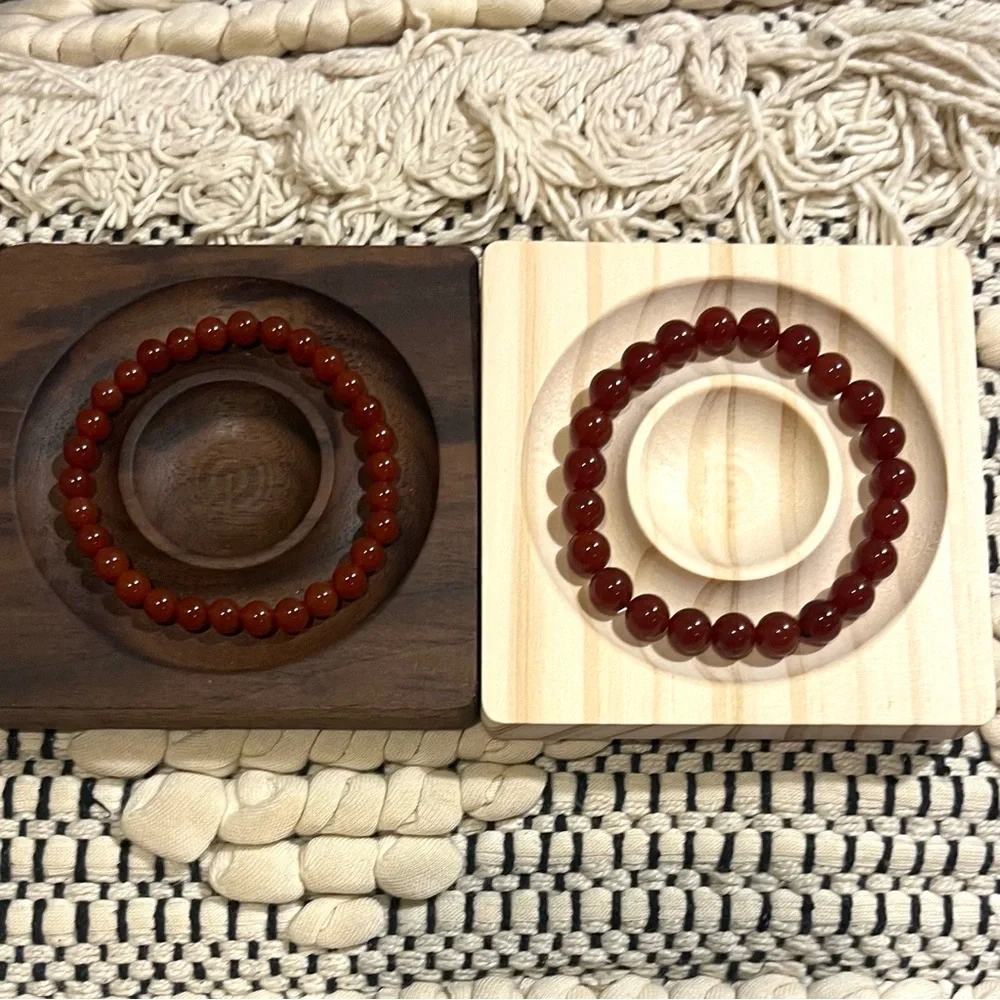 Natural Red Agate Bracelet Set – 8mm & 6mm Matching Stack